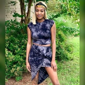 Tie-dye crop top and skirt set
